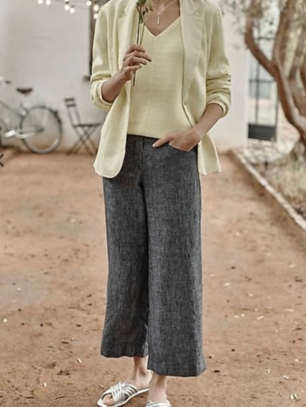 J. Jill Love Linen Relaxed Wide Leg Washed Linen Trouser Pants XL In Dark Grey